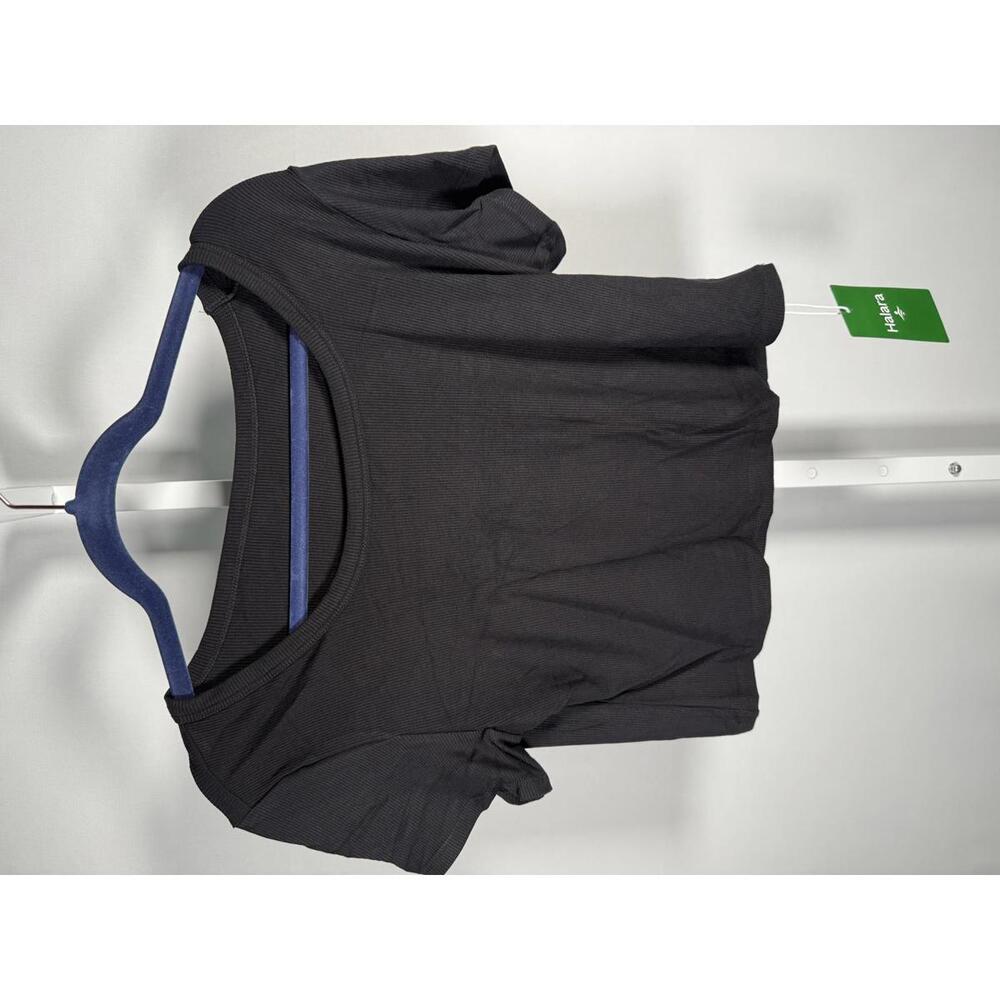 NWT Halara boat neck black baby tee cropped Size XL - Picture 2 of 8